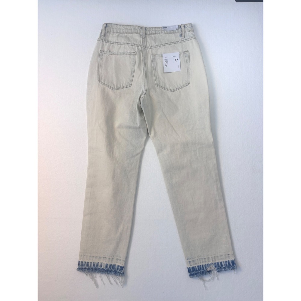 Vervet Emma Mom Jeans Light Wash Distressed Button Fly‎ Raw Hem Size 27 NEW